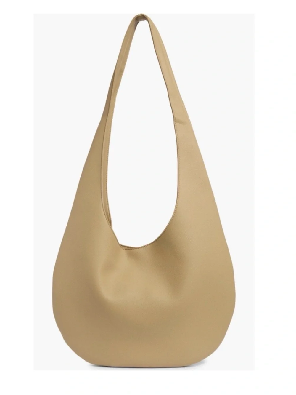 BCBG Hobo Crescent Light Tan Faux Pebbled Leather Slouch Bag Purse Key Fob